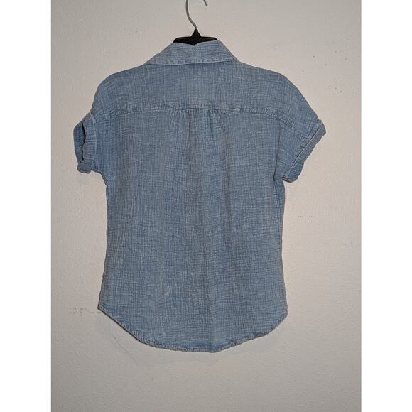 Sim & Sam Short Sleeve Lightweight Denim Button Up Shirt Size M - Picture 3 of 4